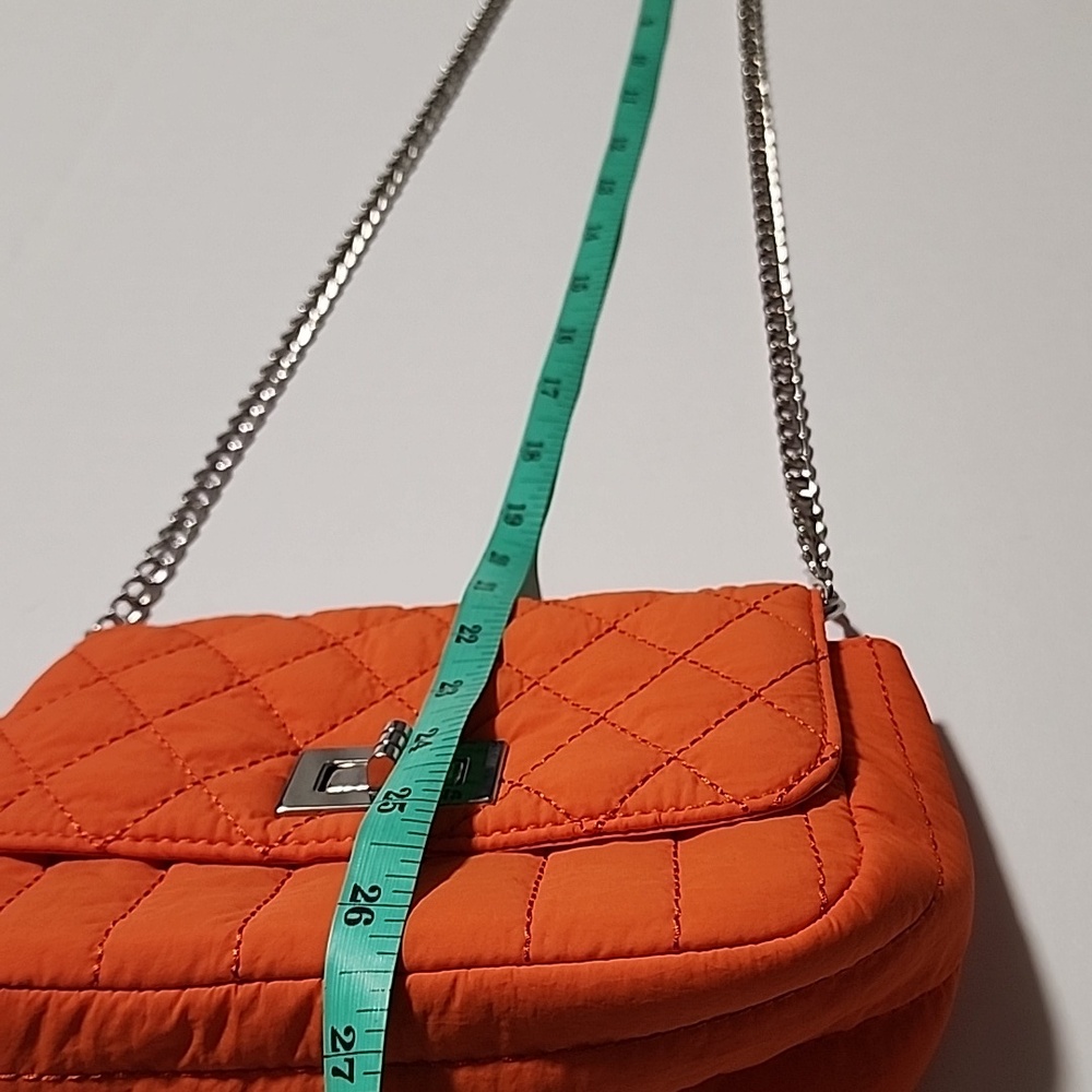 Orange Quilted Chain Crossbody Bag - Picture 14 of 14